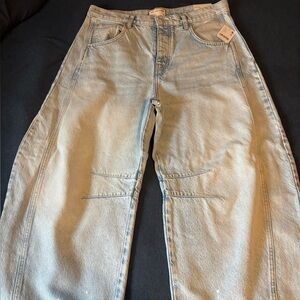Free People Light Wash Wide Leg Jeans
